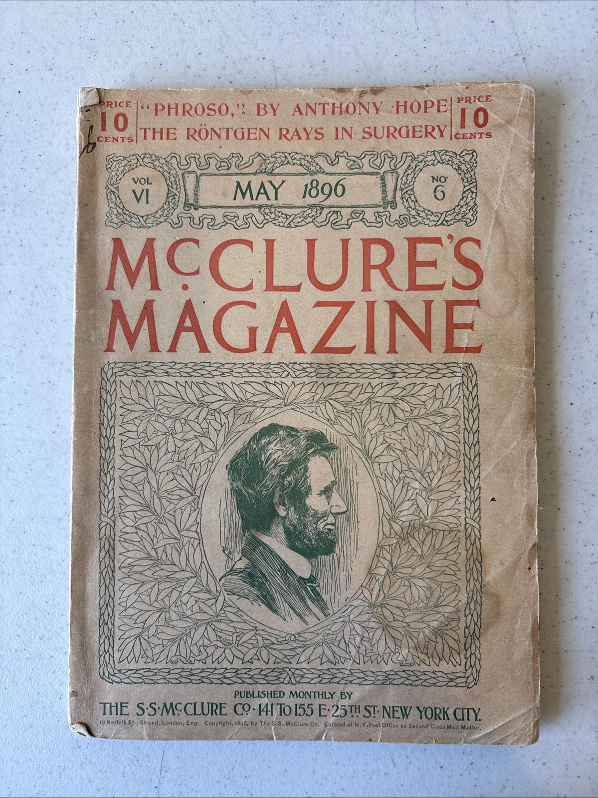 McClure’s Magazine 5/1896 Lincoln cover story by Tarbell, X-Rays, Vibrant Ads