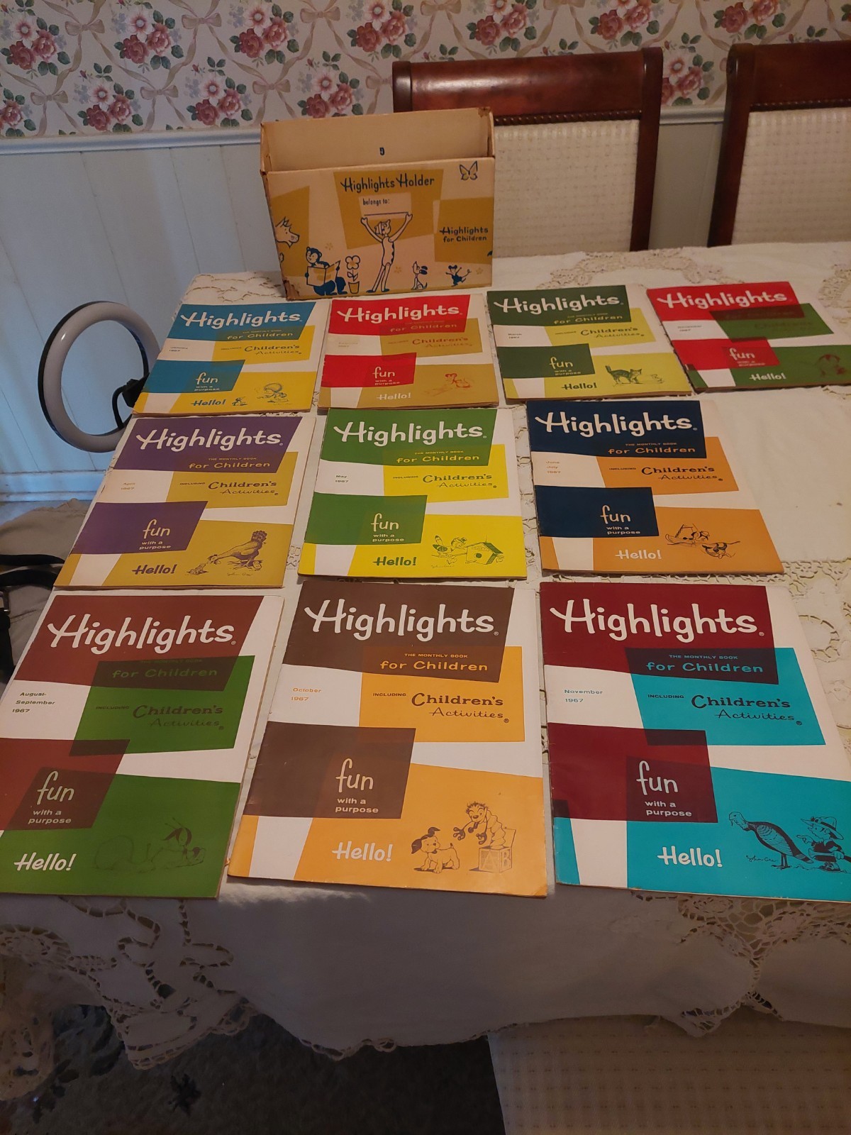 Highlights for Children magazine Vintage 1966 with rare Holder Case (Missing Nov