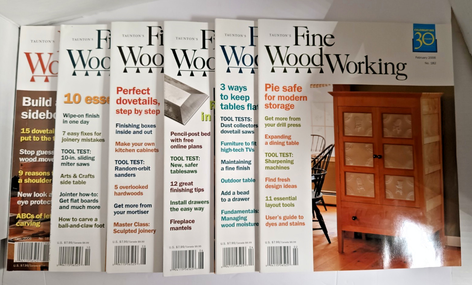 Fine WoodWorking Magazine, 2006 Complete Year, 6 Issues 182-187, Taunton Press