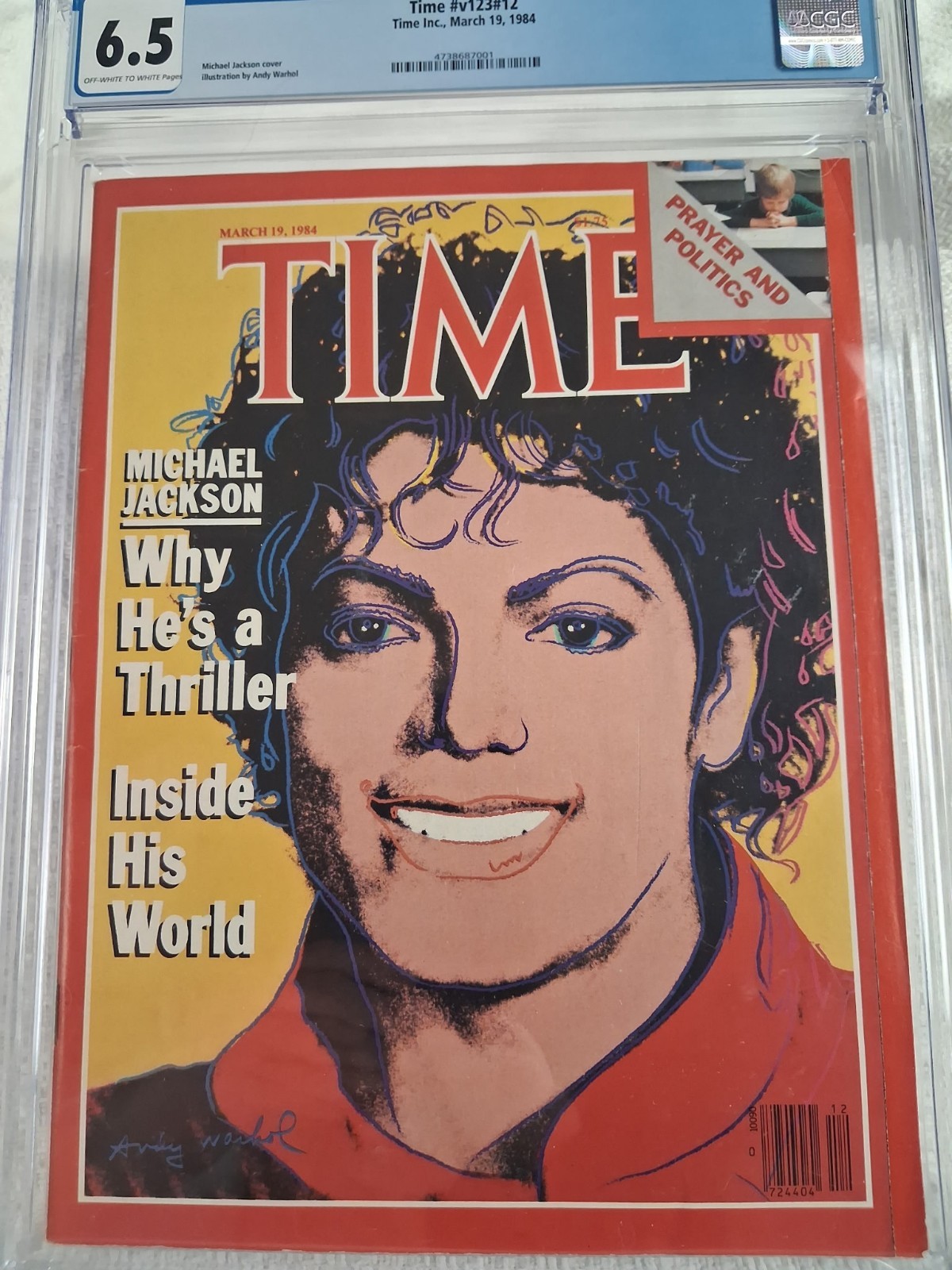 1984 Michael Jackson 1st Cover TIME Magazine Newstand CGC 6.5 ~ Andy Warhol Art