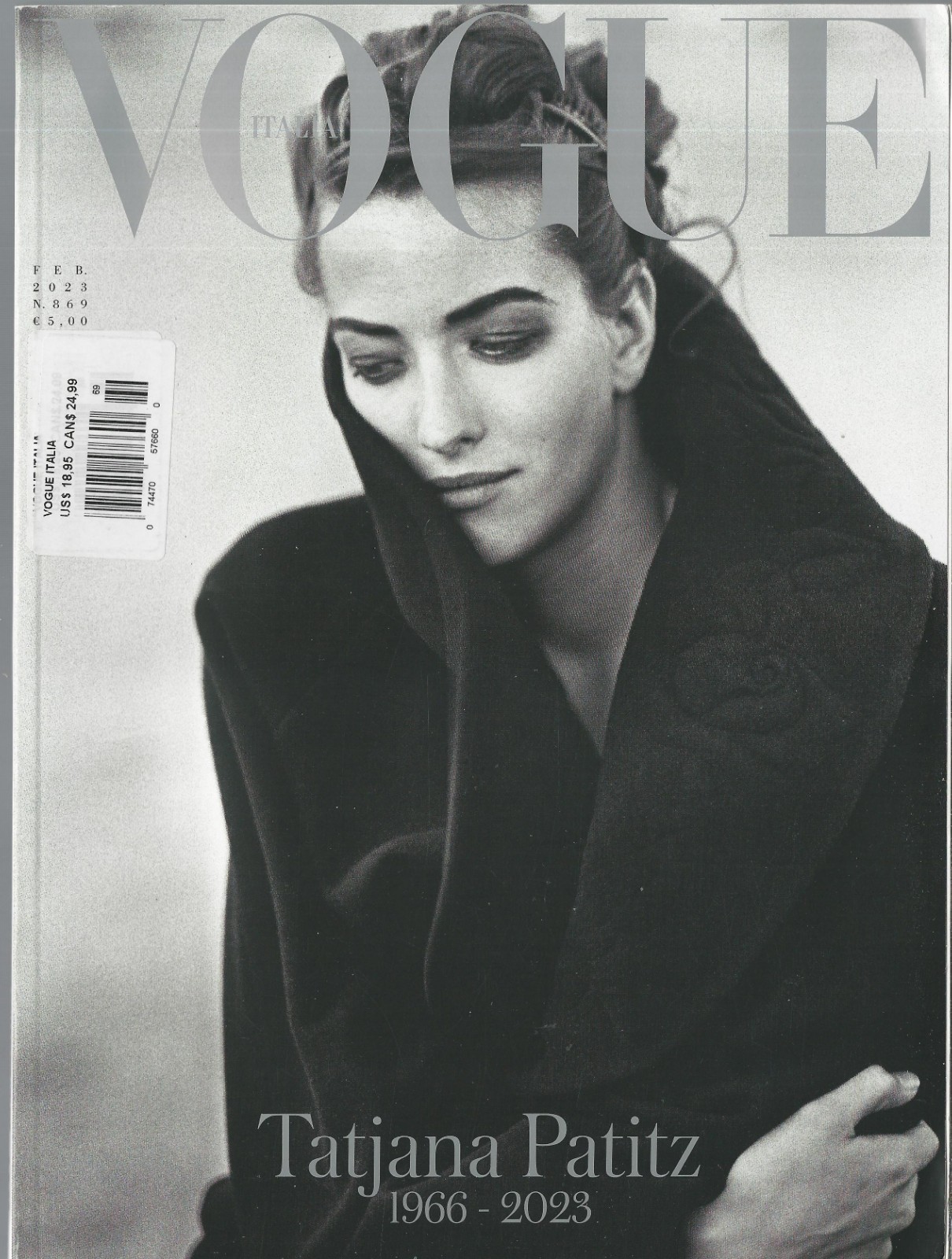 VOGUE Italia Italy 869 Tatjana Patitz by Peter Lindbergh New Unread