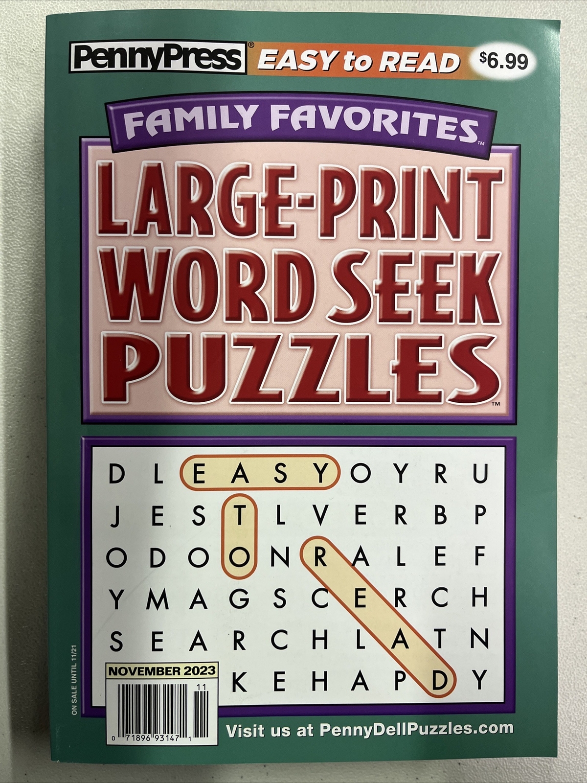Penny Press Family Favorite Large Print Word Seek Puzzles November 2023