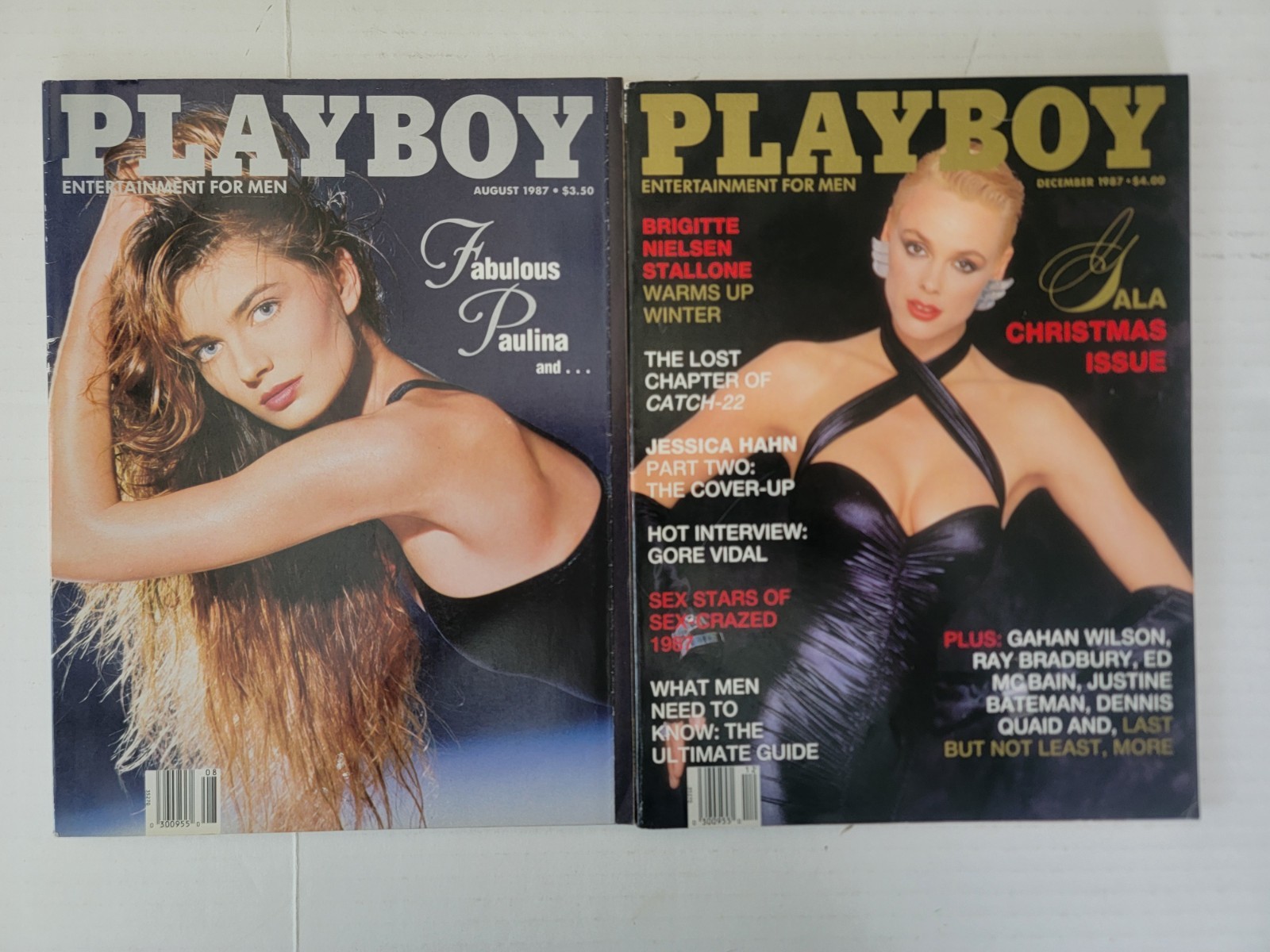 Vintage Playboy 1987 Lot Of 2 Centerfolds Intact Brigitte Nielsen Cover